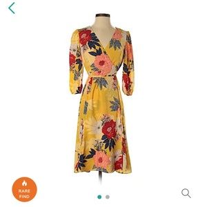 Eliza J Yellow Floral Midi Dress